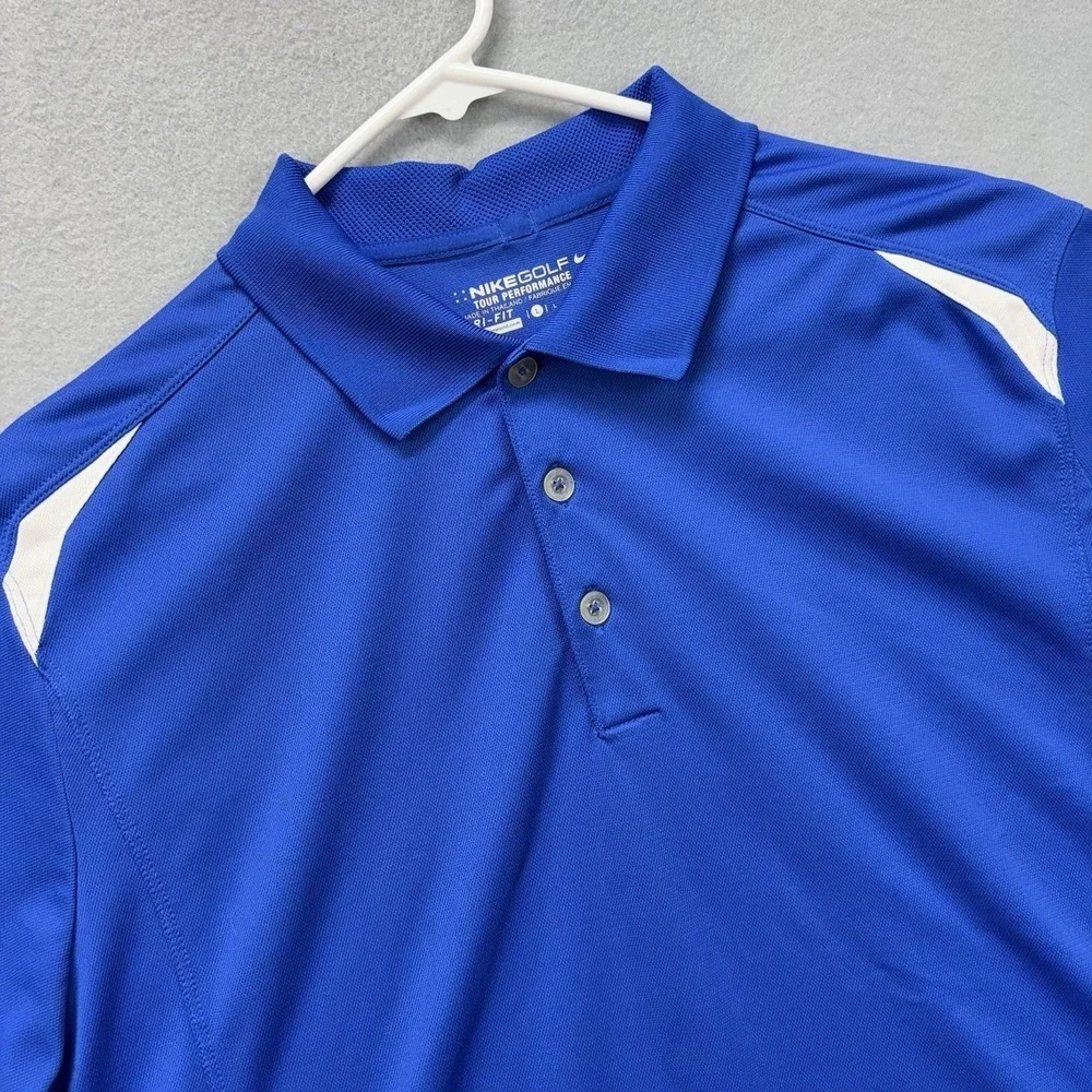 Nike Golf Tour Performance Polo Shirt Mens L  Dri-Fit ‎ Climatech Blue Stretch
